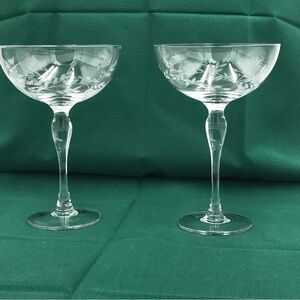 Vintage Etched Glass Champagne Glasses